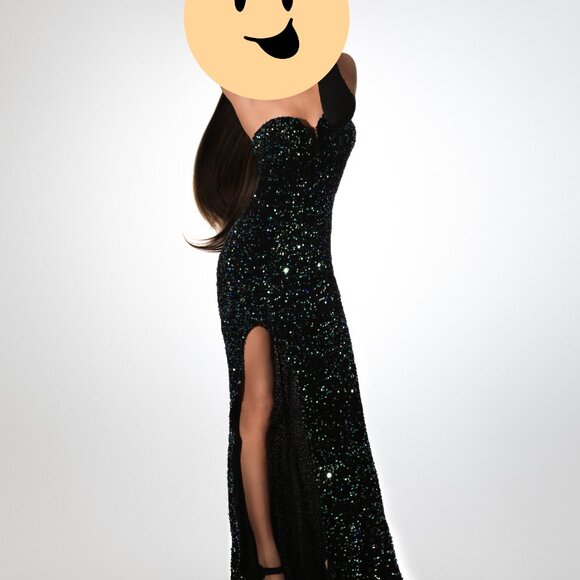 Green sequin one shoulder dress - Picture 7 of 11